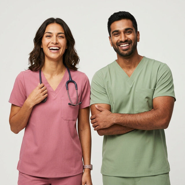 Smiling nurse in scrubs