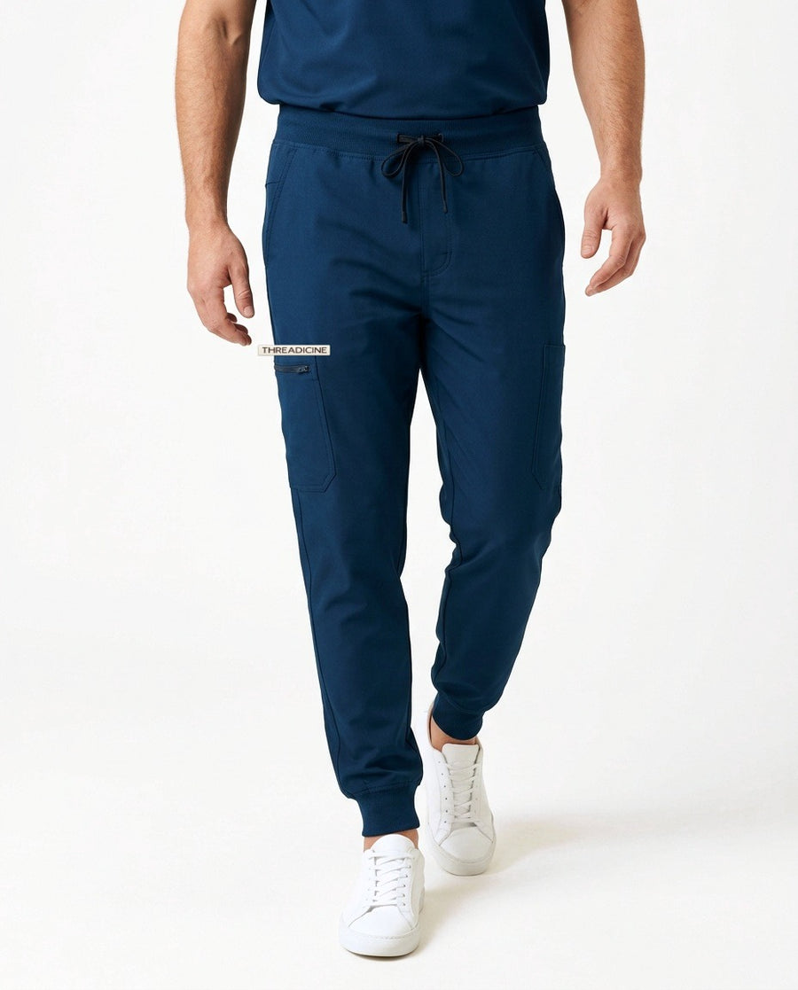 Men's Vector jogger pants scrubs in Blue – front view | Threadicine