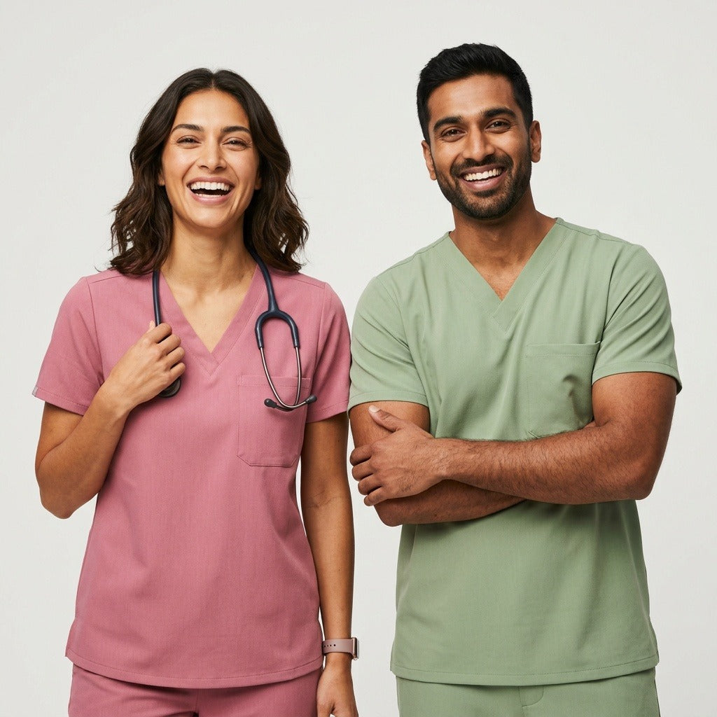 Smiling nurse in scrubs