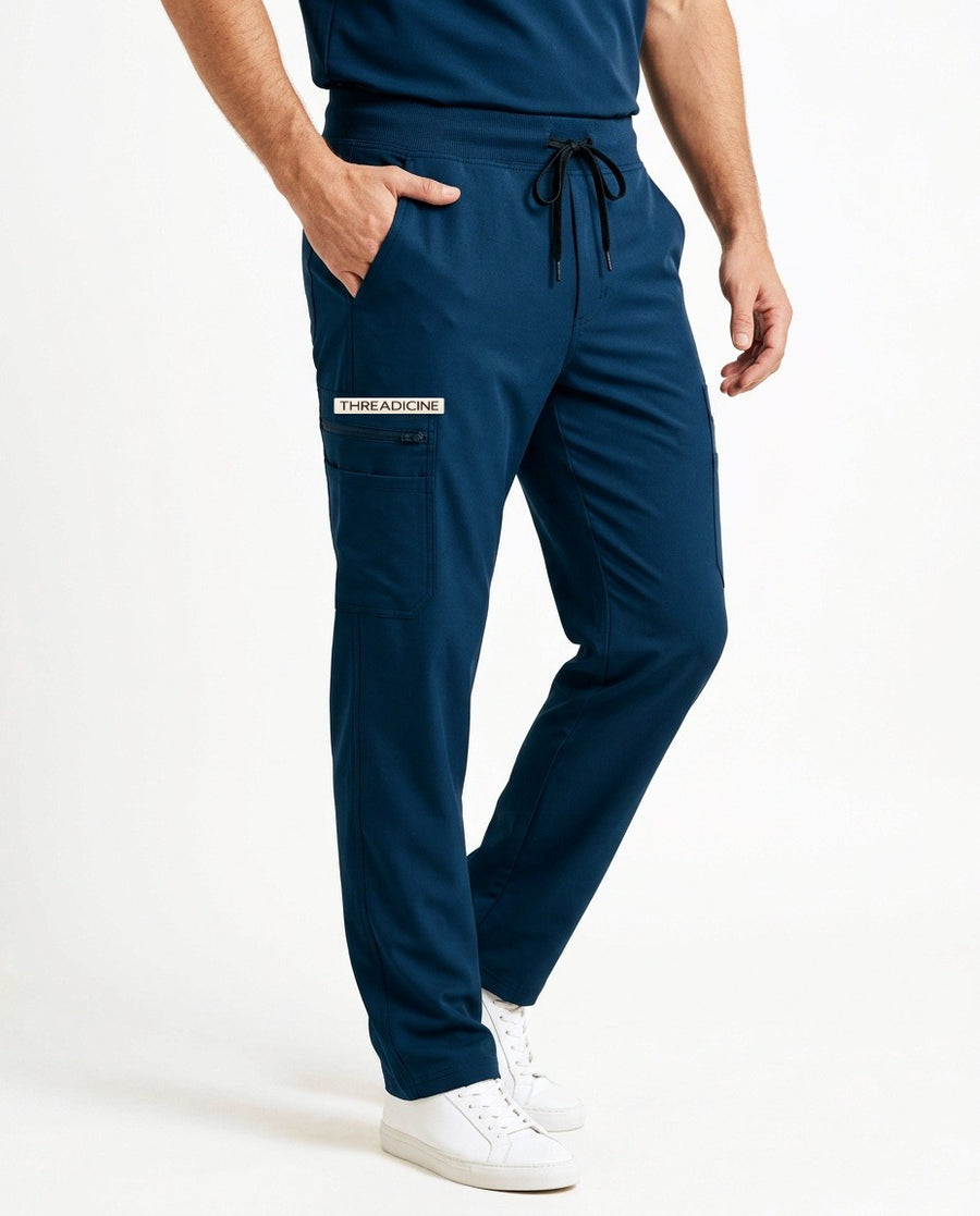 Men's Form straight-leg pants scrubs in Blue – front view | Threadicine