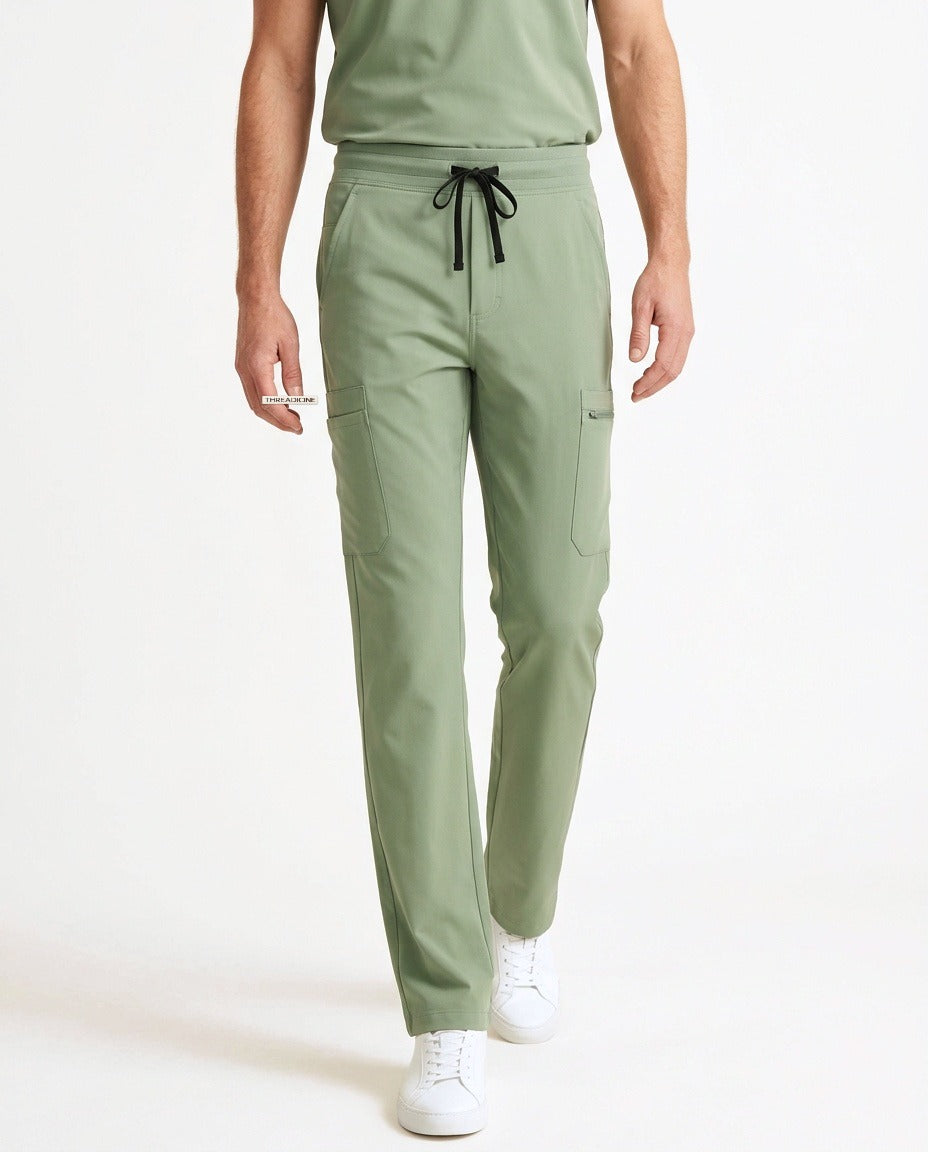 Men's Form straight-leg pants scrubs in Matcha – front view | Threadicine